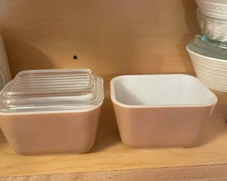 Vintage Pyrex tan baking dishes, 1 lid,  was $15, NOW $8
