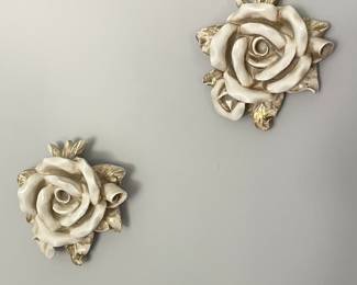 Pair of Plaster floral wall rosettes decor, 6"D,  was $14, NOW $10