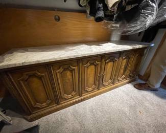 Marble top storage console, 62"W x 16"D x 22"H,  $135