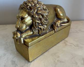 Gold Lion box, 6"L x 4.5" x 2"W,  $18
