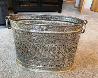 Silver intricate basket, 15"W x 8"D x 12"H,  was $40, NOW $30