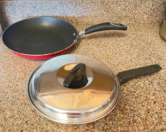 Red Skillet,  was $10, NOW $6.  Covered skillet, was $12, NOW $8
