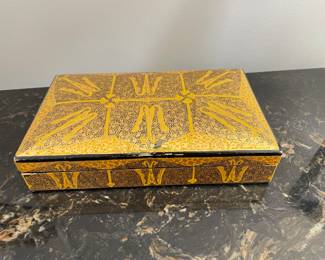 Gold jewelry box, 9"W x 6"D x 2"H,  was $22, NOW $15
