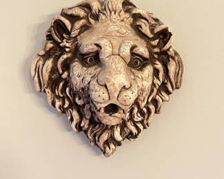 Plaster lion head wall decor, 5.5"W x 6"H,  was $10, NOW $7