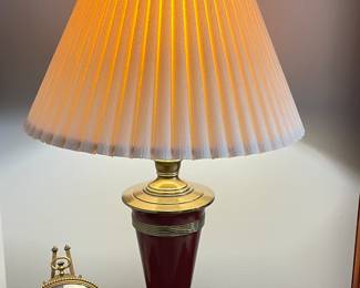 Burgundy & gold lamp, 35"H,  was $34, NOW $24