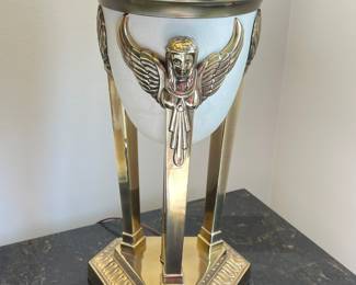 Additional closeup view of base of white & gold lamp ~