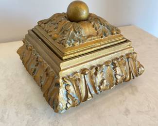 Gold trinket box, 5.5" x 5.5" x 5"H,  was $14, NOW $10