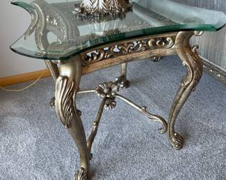 Gilt based end table w/glass beveled top, 27" x 27" x 24"H,  was $165,NOW $125