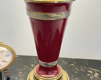 Additional view of burgundy and gold lamp ~