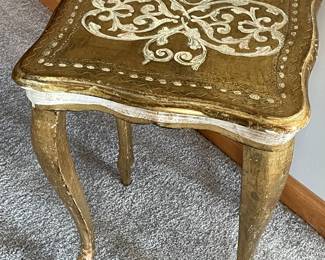 Florentine accent table w/white scrolling,  12" x 12" x 16"H,  was $75, NOW $50