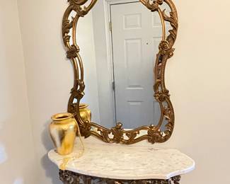 Gold mirror, 25"W x 42"H & Shelf, 31"W x 11.5"D,  was $175, NOW $125