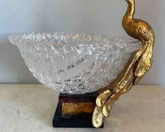Peacock crystal bowl, 10"H x 10.5"W,  $48