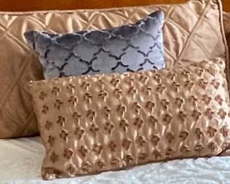 Decorative pillows, 2 available in each style, Set of 2 Lumbar pillows,  was $40, NOW $30.  Set of 2 grey decorative pillows, was $38, NOW $28.  Set of 2 shams, was $45, NOW $30