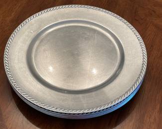 8 Silver chargers.  $14