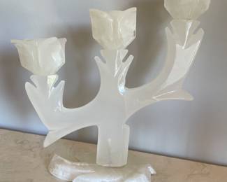 Marble Alabaster candelabra, 10"W x 10.5"H,  was $45,NOW $32