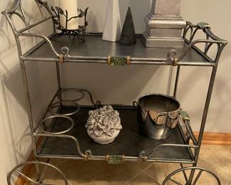 Silver bar cart, 26"W x 16"W x 32"H,  was $135, NOW $99