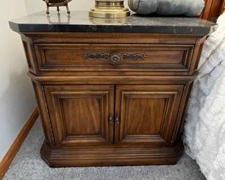 Wooden Nightstand w/marble top, 2 available, 27.5"W X 16"D x 25"H,  was $275 each, NOW $175 each