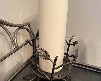 Candle and metal leaf candle holder,  was $14, NOW $10