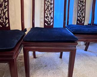 Mid Century Set of Ten (10) Carved Rosewood Dining Chairs..