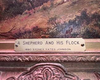 "A Shepherd And His Flock" Original old on Canvas by Sydney Yates Johnson- Johnson was a prolific English artist who worked before and after the turn of the 20th Century..