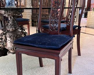 Mid Century Set of Ten (10) Carved Rosewood Dining Chairs..