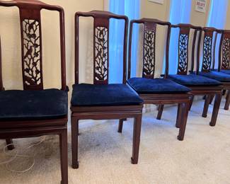 Mid Century Set of Ten (10) Carved Rosewood Dining Chairs..