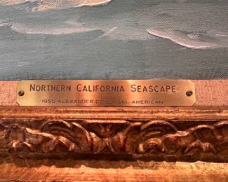 "Northern California Seascape" Original Ocean Crashing Waves Oil on Canvas by Alexander Dzigurski. 