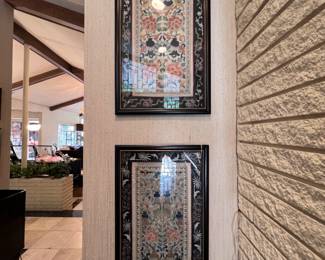 Pair of Embroidered Textile Souvenir Panels with the ‘Forbidden Stitch’ Detailing..