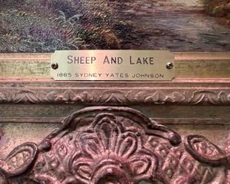 "Sheep And Lake" Original old on Canvas by Sydney Yates Johnson- Johnson was a prolific English artist who worked before and after the turn of the 20th Century..