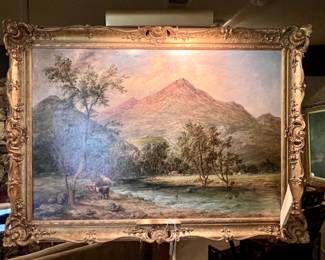 ‘At Llanguynant, North Wales’ Original oil on Canvas by Alfred Vickers- highly important Victorian painter of landscapes..