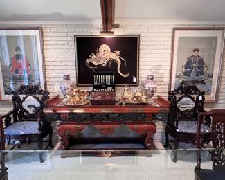 Japanese Gold Gilt and Red Lacquered Altar Table- Circa 20th Century..