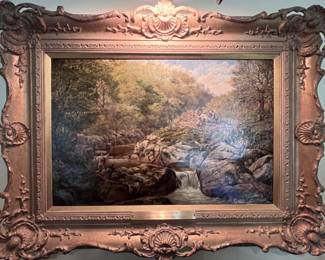 ‘Figures By A Wooded Stream’, Attributed to William Henry Mander- a well listed Victorian artist.