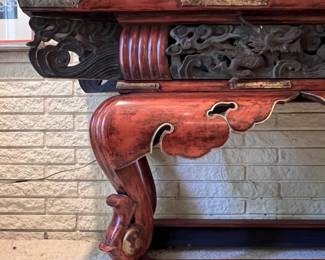 Japanese Gold Gilt and Red Lacquered Altar Table- Circa 20th Century..