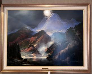 ‘Inland Waterway’ Original Oil on Canvas by Charles Rhinchart (Large Pe Behind deck)