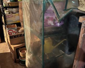 Small greenhouse 
Gardening equipment 