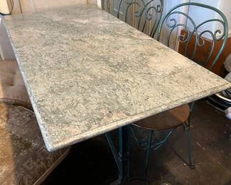 Wrought iron granite top dining table  