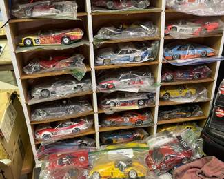 Selling as lot. 44 slot cars and carrying/ test case