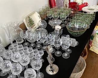 Crystal and Christmas  glasses and China 