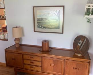 Dining Room 
MCM Buffet, pottery lamp, teak ice bucket, Ralph Murray watercolor 