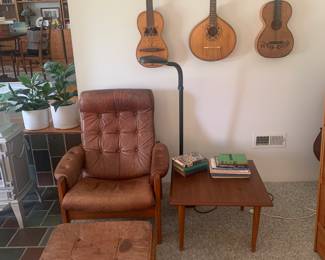 Living Room 
Leather MCM chair & ottoman 