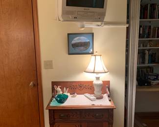 Primary Bedroom 
TV, bunny items 