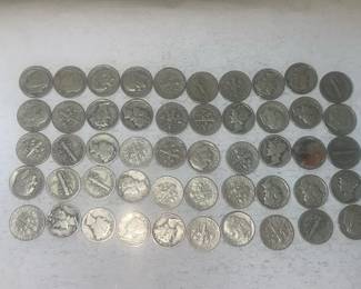 50 SILVER SILVER ROOSEVELT MERCURY DIMES