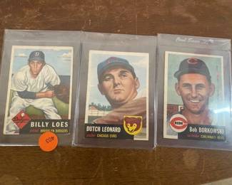 3 TOPPS BASEBALL CARDS BILLY LOES, DURCH LEONARD,  BOB BORKOWSKI