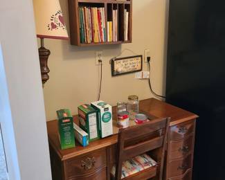 Mahogany antique desk and chair, sold as set.