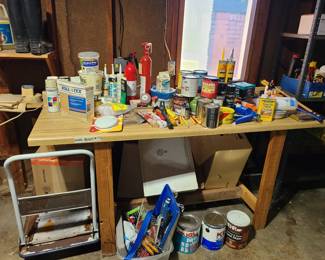 Small transport cart, countertop work bench, more home care supplies.