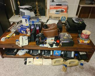 Pioneer PL-112 D turntable, in box
Emerson 5.5" color television, AM/FM
Pentax K1000 with several accessories including AF160 Several AT&T 2 line phones, all working well