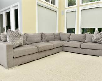 Kravet Furniture Custom Jazz L-Shaped Upholstered Sectional Sofa With Two Throw Pillows (RETAIL $9,850)