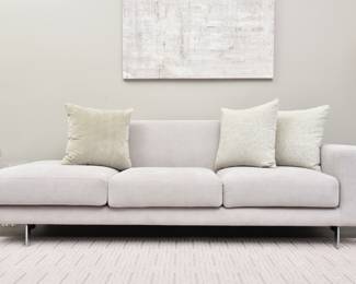 Cliff Young Tina Sofa With Bumper And Three Custom Kravet Couture Throw Pillows (RETAIL $4,964)