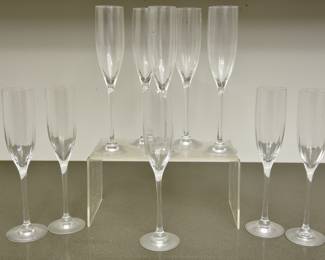 Set Of Ten Orrefors Crystal Champagne Glasses