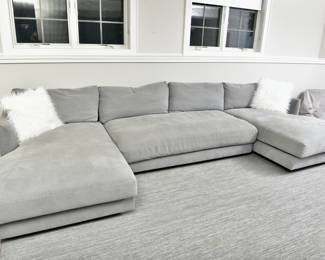 West Elm Haven Performance Washed Canvas Sectional Sofa In Washed Gray (RETAIL $5,999)